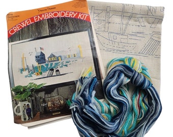 Pauline Denham VTG 1969 Crewel-borduurpakket SEASCAPE-stempels