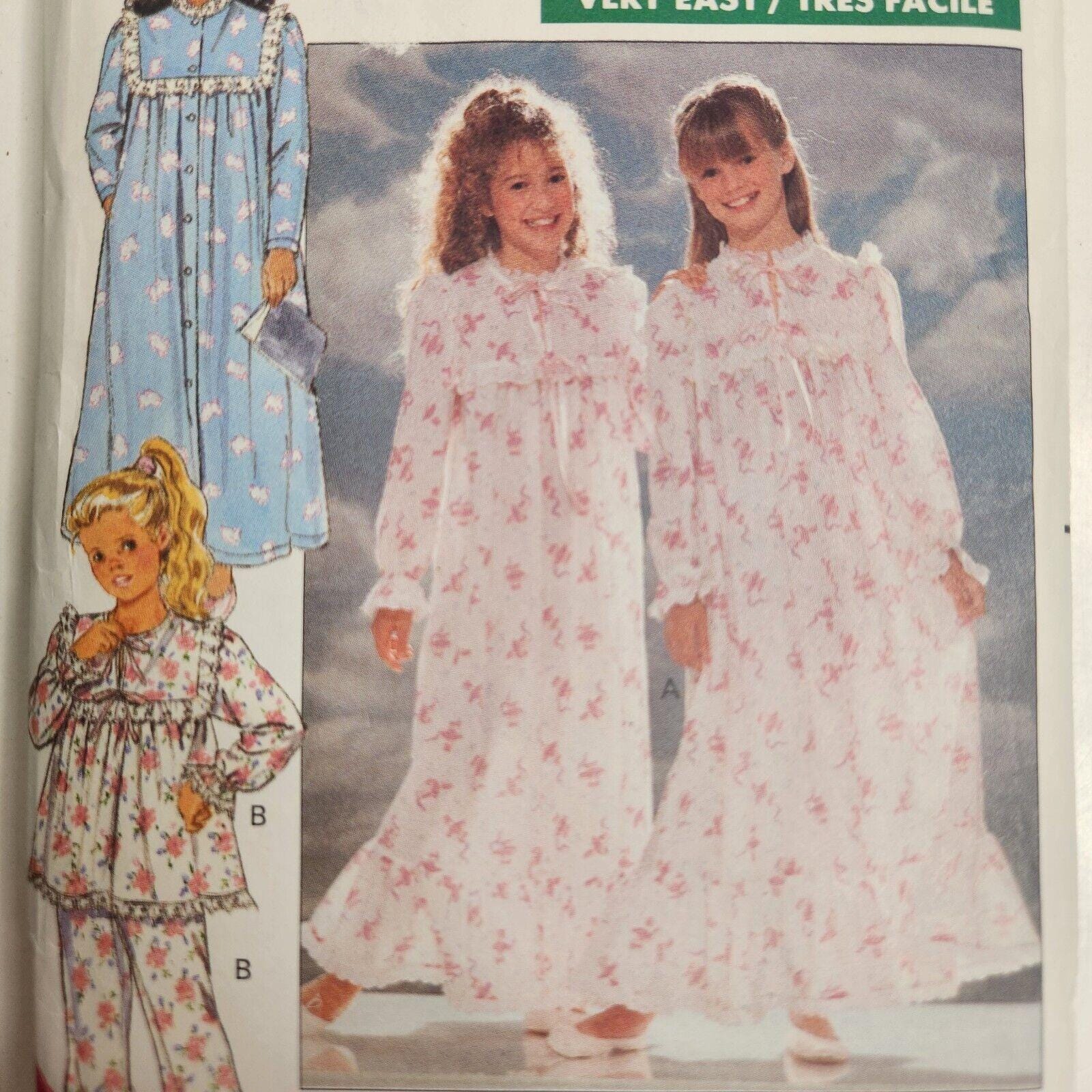 Butterick 4410 Girl's Nightgown Pajamas Top Bottoms Pattern 12-14 - Etsy