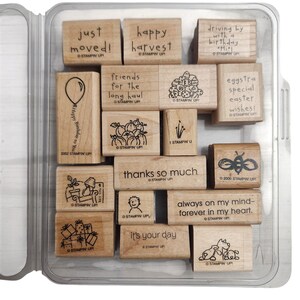 2005 Stampin' UP! Houten stempels Just Moved Honden Cadeaus Engel Pasen + extra's