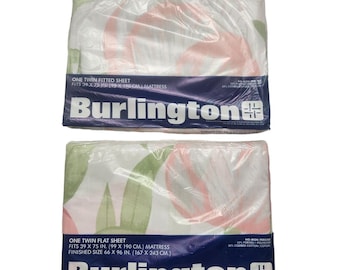 Burlington Twin Sheet Set: Tulip Print, 50% Cotton (New)
