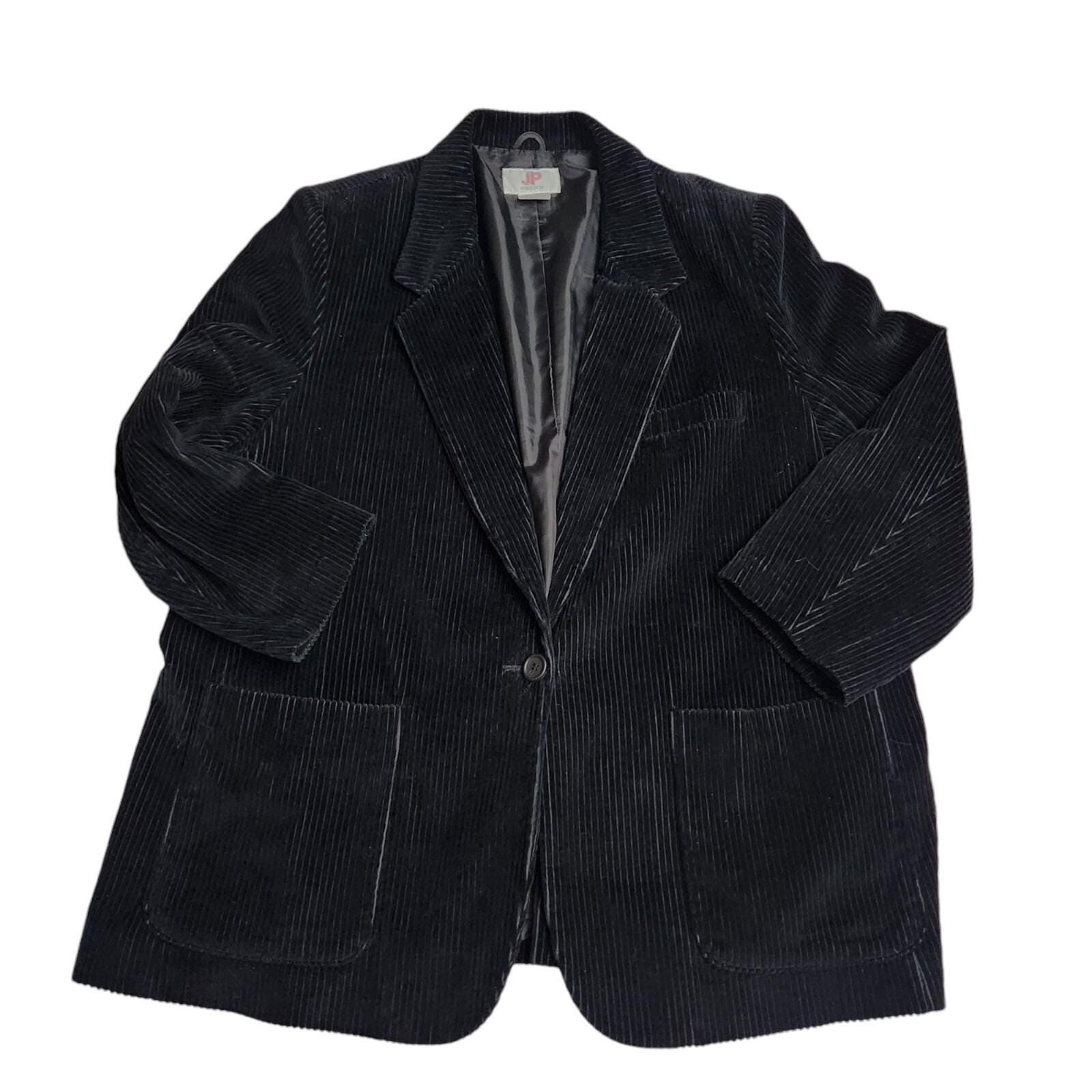 【80s】Euro Vintage Black Corduroy Coat 80's Euro Corduroy Black Tailored Jacket - Bernet