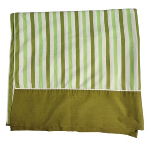 Vintage Fashion Manor Percale MCM Green Mod Twin Striped Flat Sheet 72 x 108