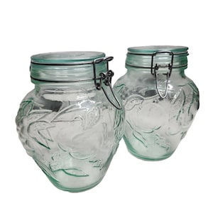 Vitoria Etrusca Hermetic Green Tint Jar Canister Made in Italy 56 oz Vintage Lot