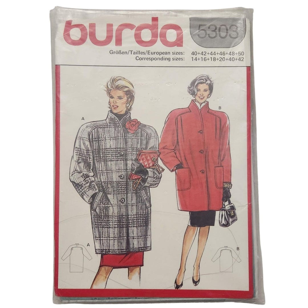 Simplicity Pattern 5303 Vtg 1980s UC Burda 5303 Sew Pattern Misses Oversized Dress Coat Jacket ...
