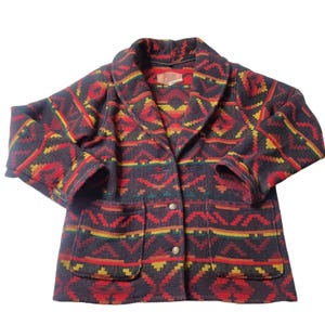 Chaqueta vintage Woolrich Aztec Southwest de lana, hecha en EE. UU. en los años 90, talla grande.
