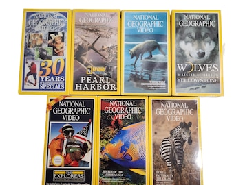 National Geographic 7 VHS Lot Pearl Harbor Wolves The Caribbean Sea Zebras