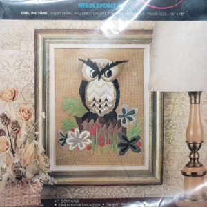 Vintage Avon Creative Owl Picture Needlepoint Kit Needlecraft 1973