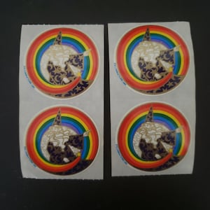Illuminations Merlin Wizard Rainbow Magic Vintage 80&#39;s 1980 Set of 4 Stickers