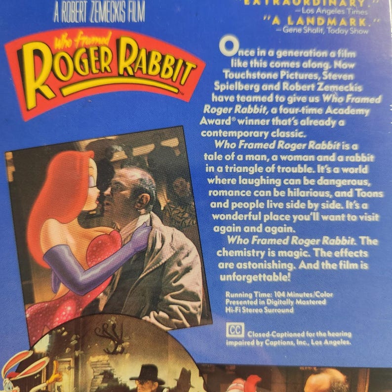 Vintage Who Framed Roger Rabbit VHS Movie 80s Classic Movie - Etsy