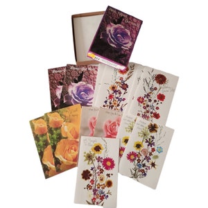 Lot de 12 cartes Get Well vintage fleurs florales non utilisées + avec enveloppes
