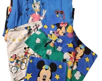 Vintage Disney Character All Over Print 80s Bicycle Bikes Comforter/Pillow Case Set