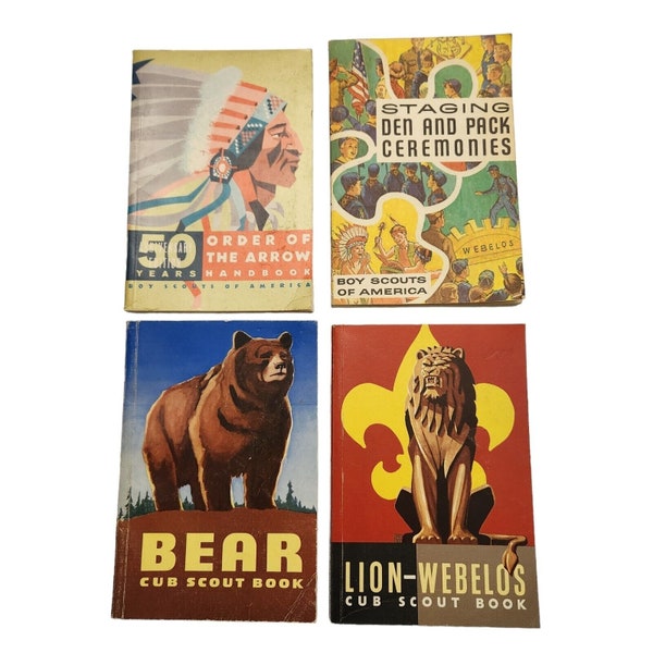 Boy Scout Handbooks Vintage 1960s Bear Cub Lion Webelos Den and Pack Ceremonies