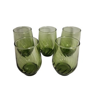 Vintage Set Small 3 1/4”  Green Juice Glasses