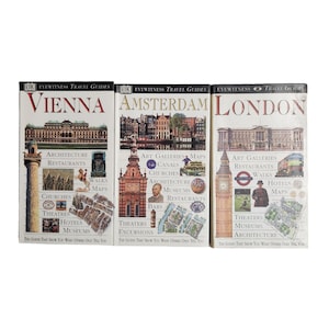 Guias de viagem vintage dos anos 90 Eyewitness Londres Viena Amsterdã Livros