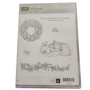 Stampin Up! Set di 6 timbri adesivi Full Of Blessings 128081 per le festività autunnali