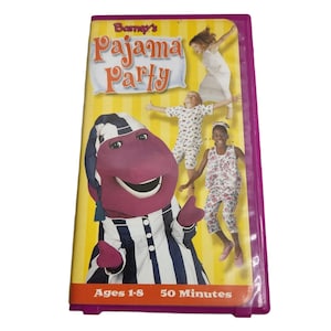 Barney’s Pajama Party VHS Video Tape Sing Along Songs Hard Purple Case 2001