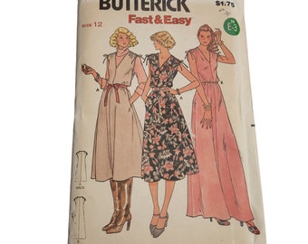 Butterick Vintage Ladies Two Length Dresses Drawstring Pattern 6296 Size 12
