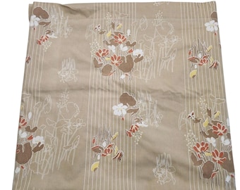 Oleg Cassini Vintage King Size Flaches Bettlaken Braun Retro Blumen Hippie Boho