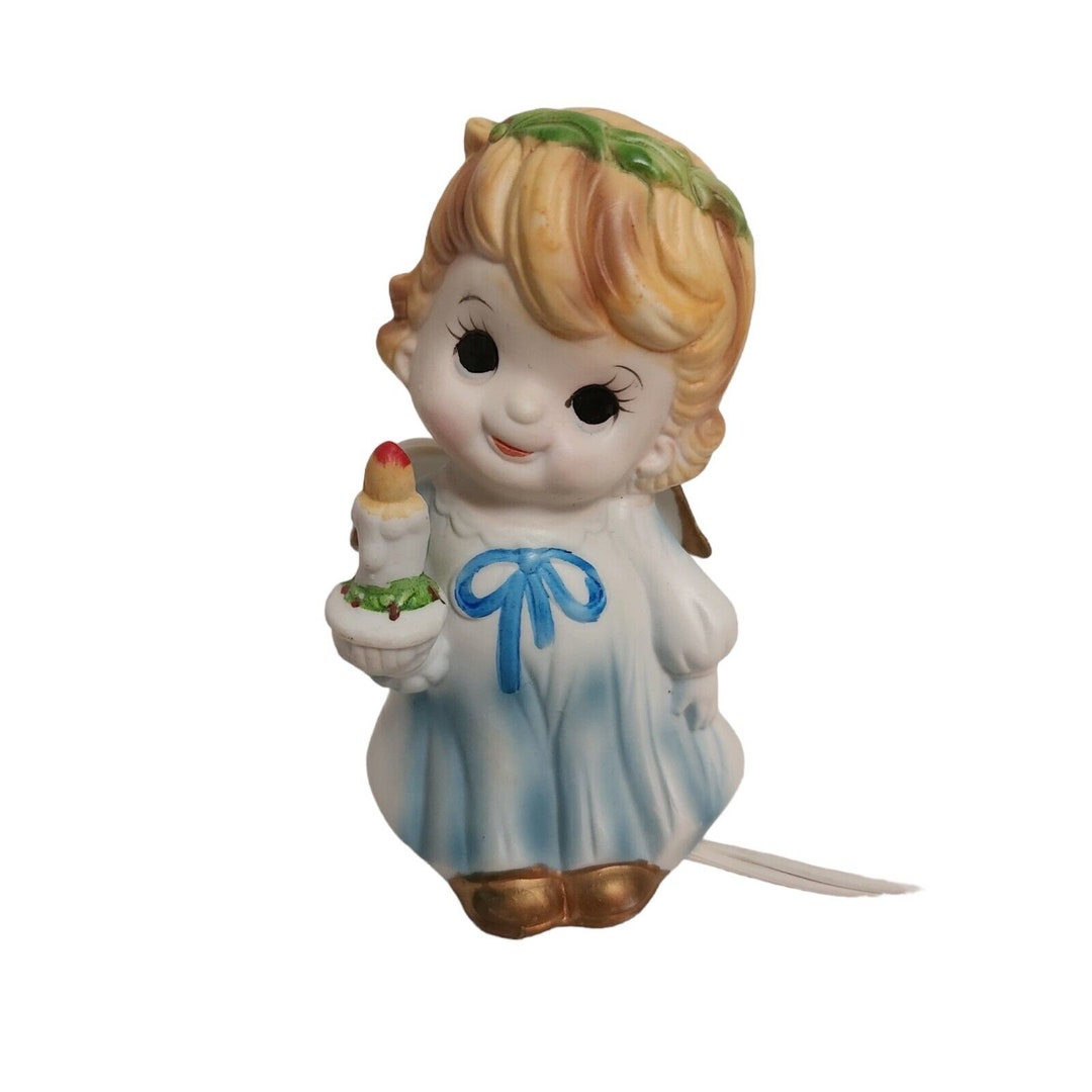 Ceramic Christmas Angel Night Light Vintage Lightup Angel Etsy