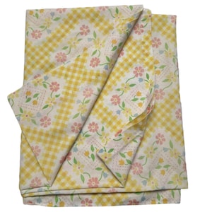 Vintage Twin Flat Flroal Pink Blue Flowers Perma Prest Percale Sears Roebuck