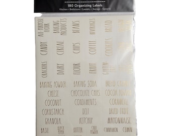 Farmhouse Rae Dunn 180 Organizing Ivory Labels Gold Kitchen Bathroom Garage Home Organizing Labels