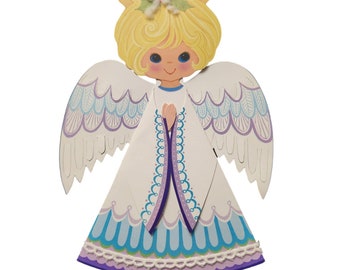 Vintage Hallmark  1970's Christmas Holiday Angel Mini Decoration 8.5" Kitsch