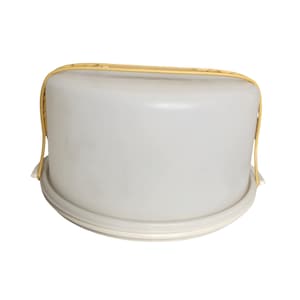 Vintage Tupperware 12&quot; Harvest Gold Cake Taker Carrier Round Maxi With Handle #1256