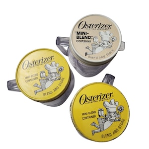 Osterizer Mini Blender Containers Vintage Blend Store Jars Set of 3 Plastic 8oz
