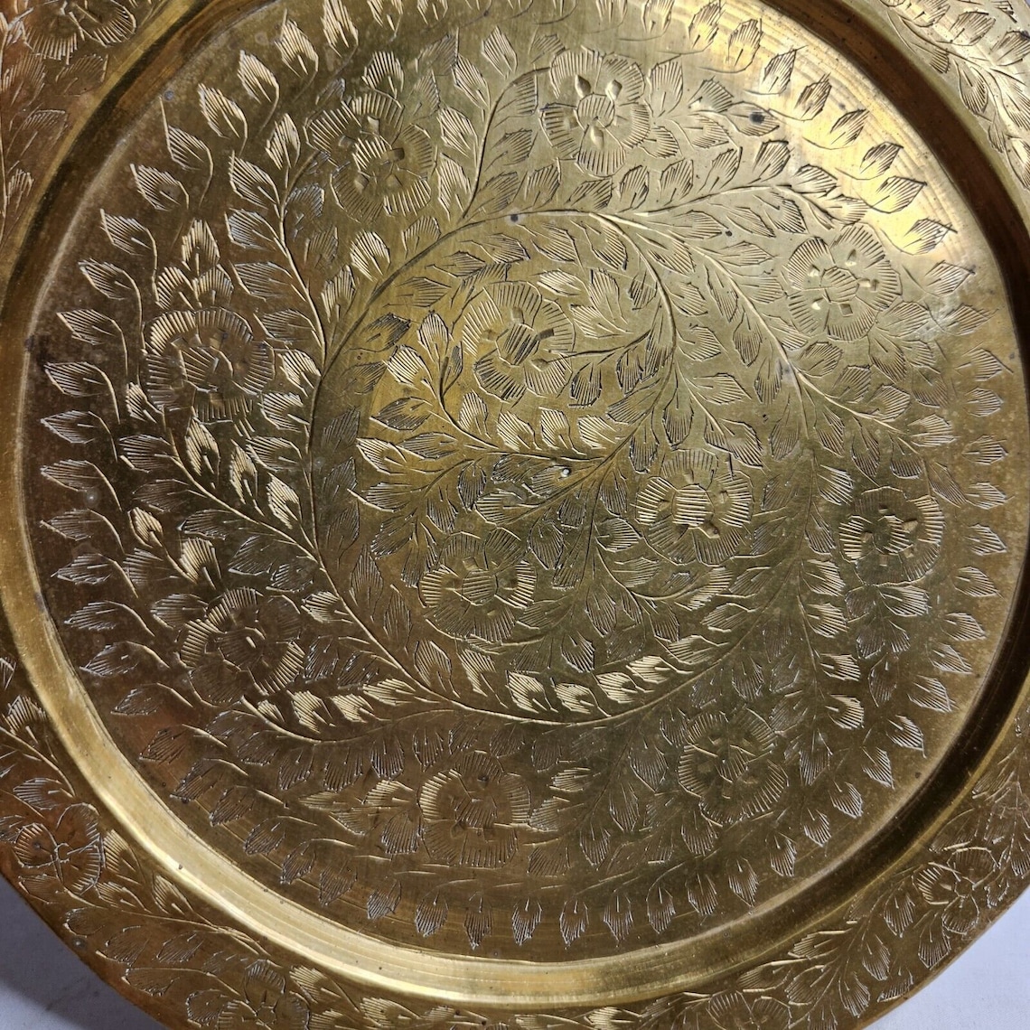 Vintage Brass Serving Tray With 6 Etched Brass Tray With 6 Shot Brass ...