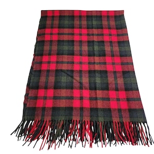 Vintage Pendleton Blanket Throw Pure Virgin Wool USA Fringe Red Plaid 70s