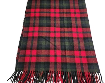 Vintage Pendleton Blanket Throw Pure Virgin Wool USA Fringe Red Plaid 70s