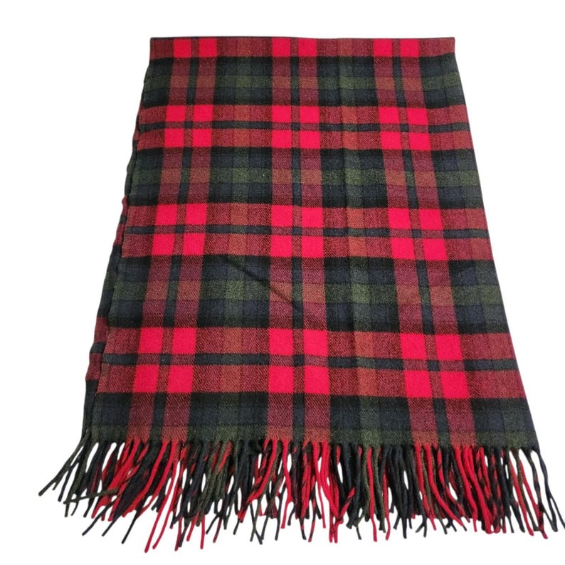 Vintage Pendleton Blanket Throw Pure Virgin Wool USA Fringe Red Plaid 70s
