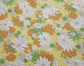 Drap plat simple pour lit simple Cottagecore Cannon Monticello Blossom Festival orange jaune vert floral
