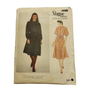 Vintage Vogue Designer Pattern 2882 Misses&#39; Bluse Button Down Dress Geoffrey Beene