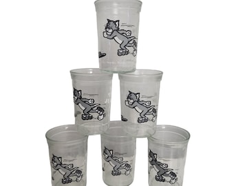 Ensemble de 6 pots de gelée Tom & Jerry Welch's vintage 1990 10 cm