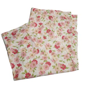 Vintage Fashion Manor Pink Floral Flowers Double Flat Sheet JC Penney Muslin