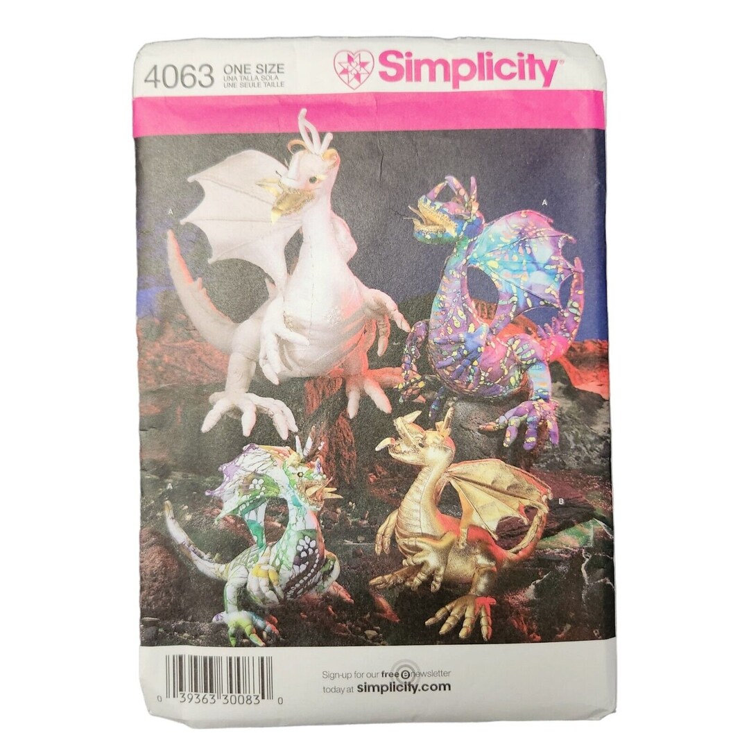 Simplicity Pattern 4063 Stuffed Dragons in 3 Sizes Vintage - Etsy