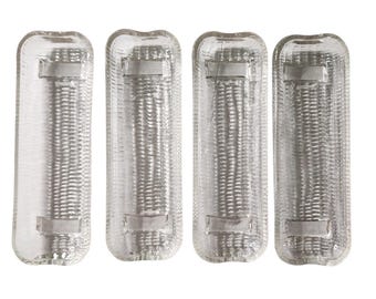 Vintage Norpro Curved Glass Corn On The Cob Dish Holders 8 1/2" Clear Glass Dishes Brazil