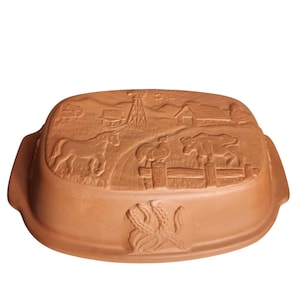 Vintage ABC Bravo Cookware Natural Red Clay 4-Quart Roaster - Rustic Cooking