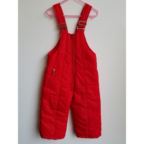 Vintage 90’s Red Kid Snow Bib Snowsuit Overalls T… - image 1