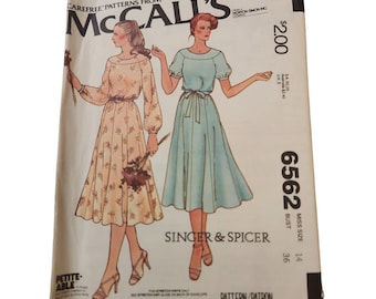 Dress Stretch Knit Pullover Belted 14 McCalls 6562 Sewing Pattern Cut Vintage Singer & Spicer
