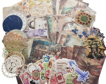 Suprimentos para diário de lixo Destash Ephemera Adesivos de papel Variedade Lote 150 unidades