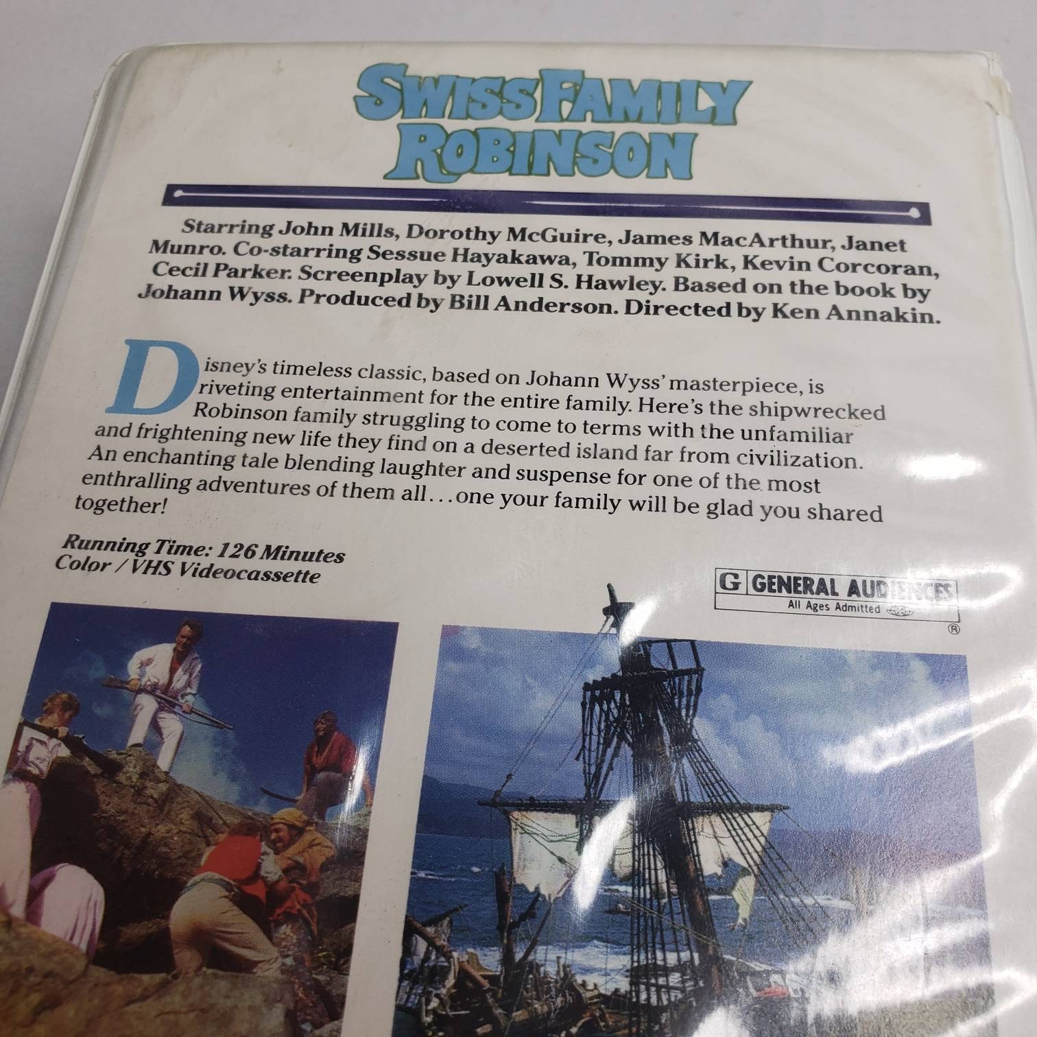 Walt Disney Home Video Swiss Family Robinson VHS White Clamshell 1960 ...