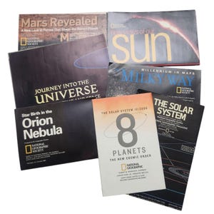 National Geographic Space Planet Stars Vintage Lernkarten Klassenzimmer Lot von 7