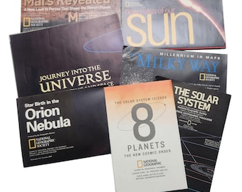 National Geographic Space Planet Stars Vintage Learning Classroom Maps Lot of 7