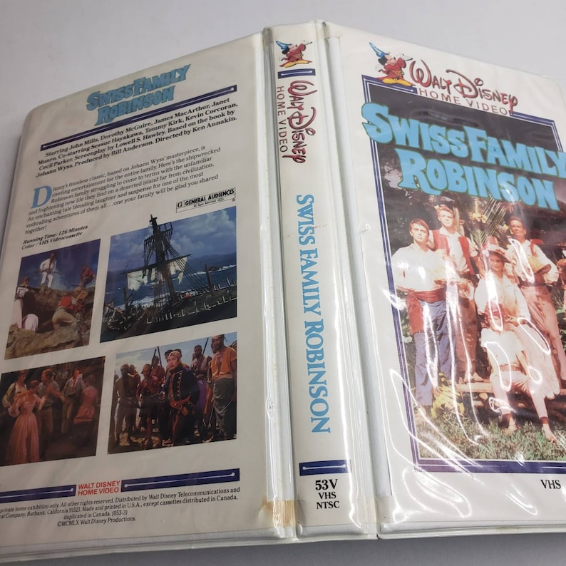 Walt Disney Home Video Swiss Family Robinson VHS White Clamshell 1960 ...