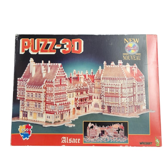 Vintage Wrebbit Puzz-3d French Town Architecture Alsace 959 Piece