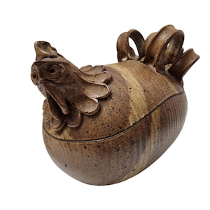 Vintage 1970&#39;S Paul Anthony Stoneware Pottery Oven Chicken Rooster Cooker