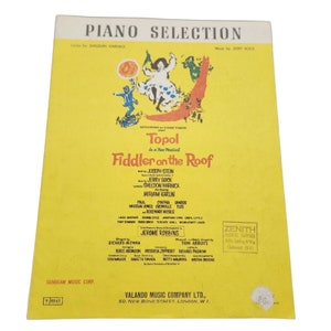Vintage Sheet Music Fiddler on the Roof from &quot;Fiddler on the Roof&quot; 1964 Musical