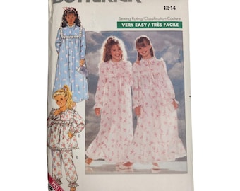 Butterick 4410 meisjesnachthemd pyjama bovenbroek patroon 12-14